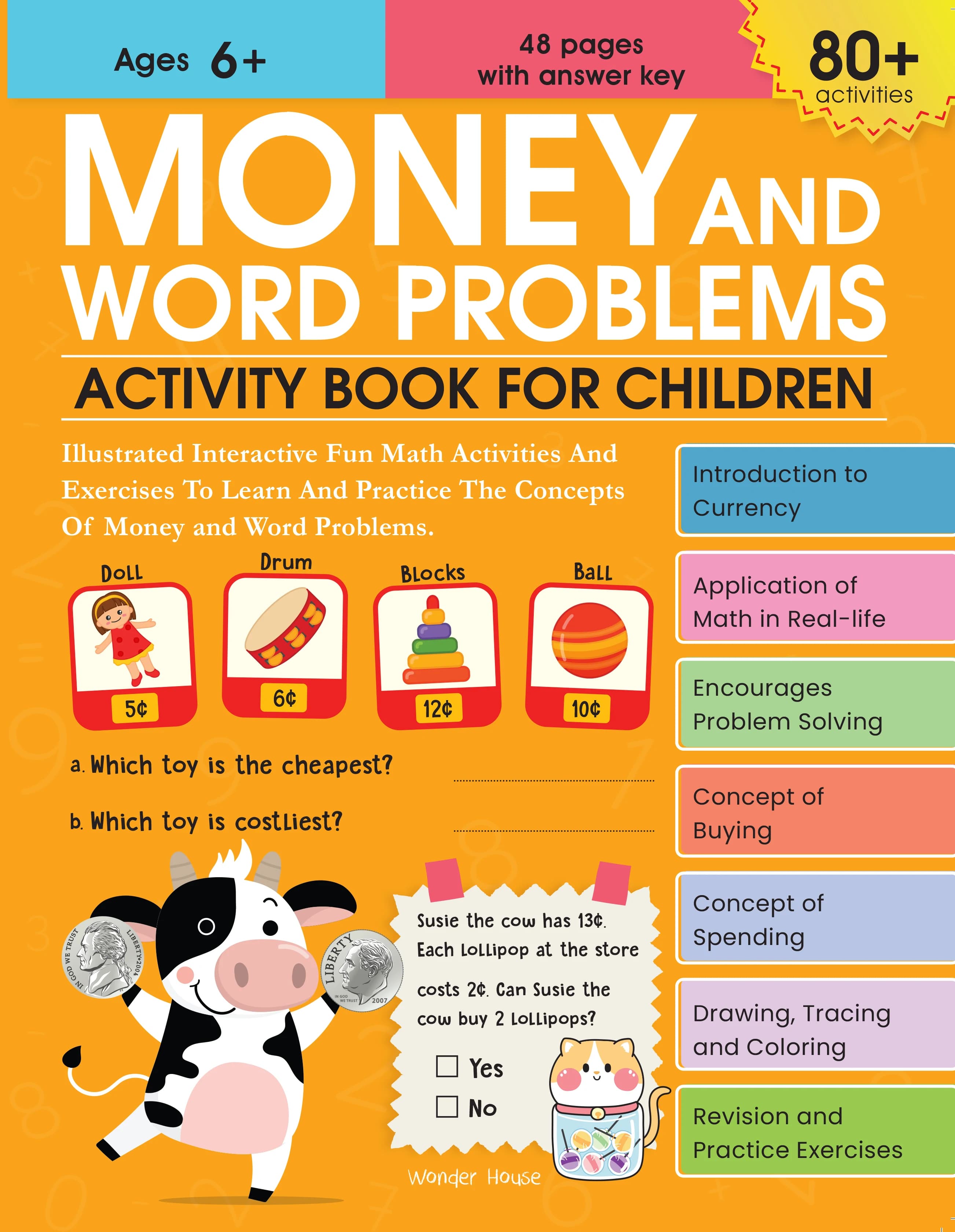Money and Word Problems Activity Book For Children