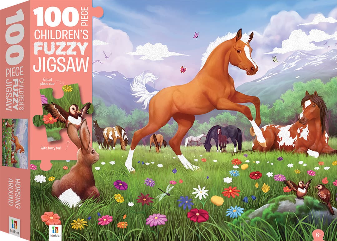 100 PIECE FUZZY JIGSAW HORSES
